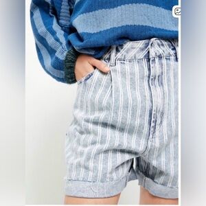 Free People Striped Denim Women Shorts